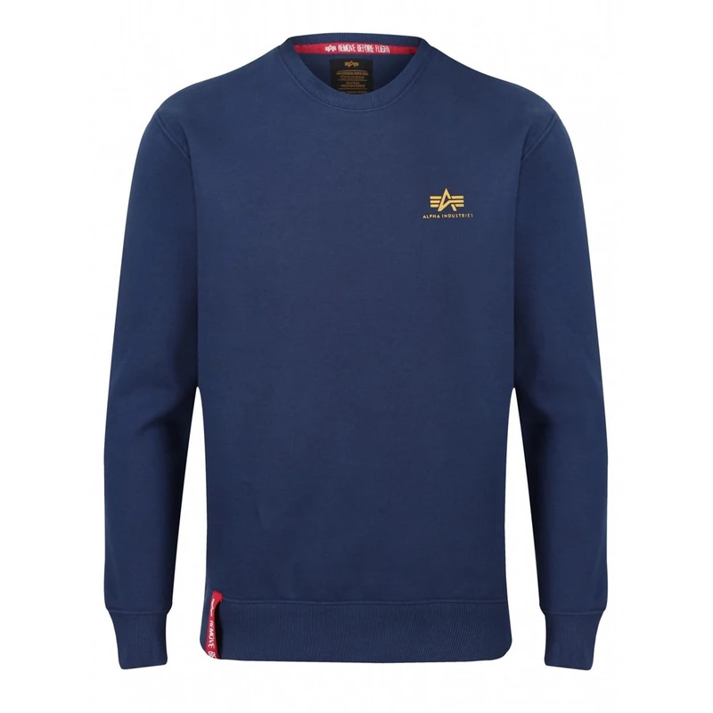 ALPHA INDUSTRIES Men's Basic Sweater Small Logo Sports Hoodie, new navy, XS