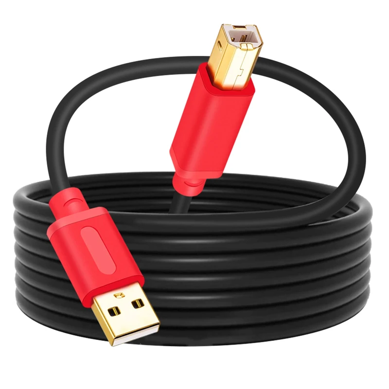 TanQY Printer Cable 3M, USB 2.0 High Speed Gold-Plated Connectors Printer Scanner Cable Cord A Male to B Male for HP, Canon, Lexmark, Dell, Xerox, Samsung etc (3M, Red)