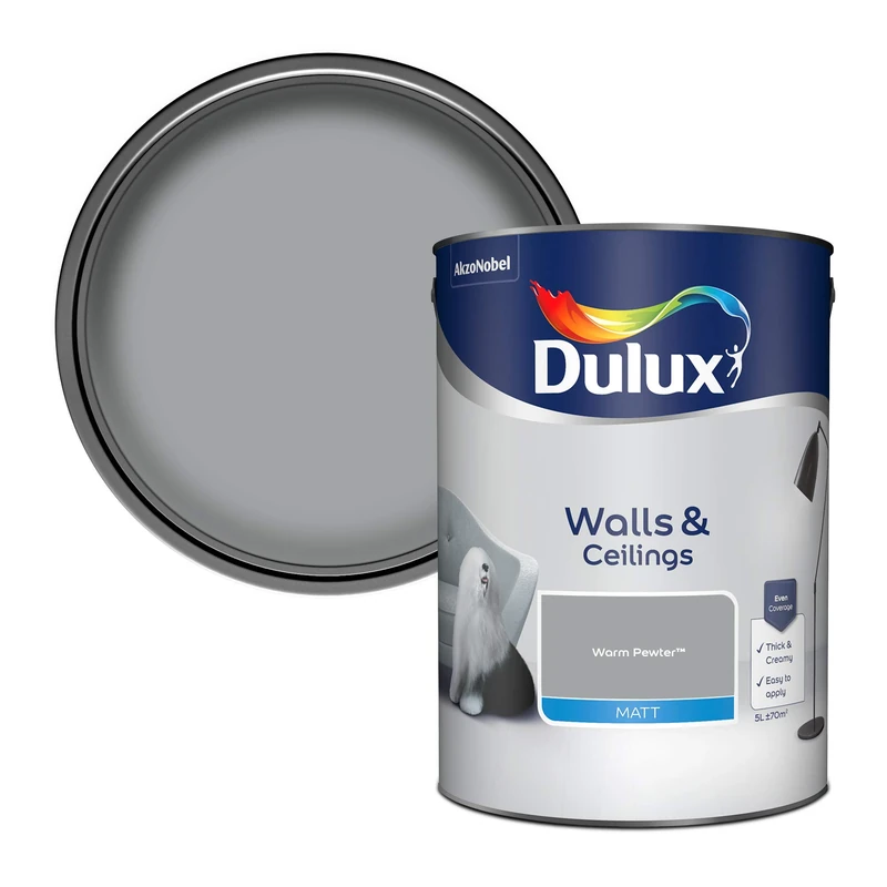 Dulux Walls & Ceilings Matt Emulsion Paint - Warm Pewter - 5L