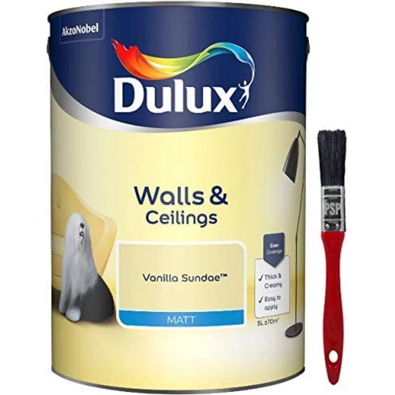 Dulux Walls & Ceilings Matt Emulsion Paint - Vanilla Sundae - 5L