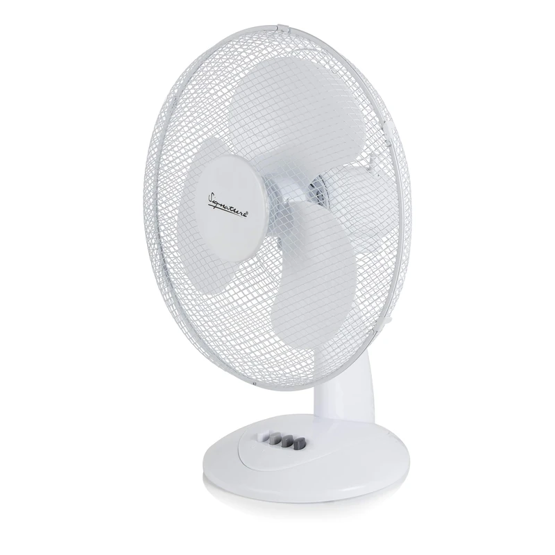 Signature S40010 16” 3 Speed Desk Fan with Oscillation, Adjustable Tilt, White