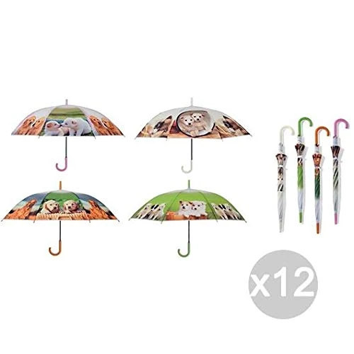 Glooke Selected Set 12 Long Umbrella D301 Animal Shooting Woman, Multicoloured, One Size - Image 1
