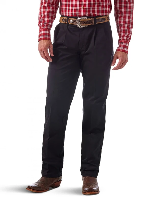 Wrangler Men's Riata Pleated Relaxed Fit Casual Pant, Black, 31W / 32L