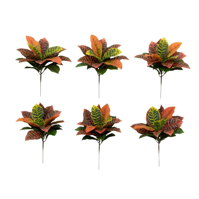 Nearly Natural 17” Garden Croton Artificial (Real Touch) (Set of 6) Silk Plants, Multi - Image 1