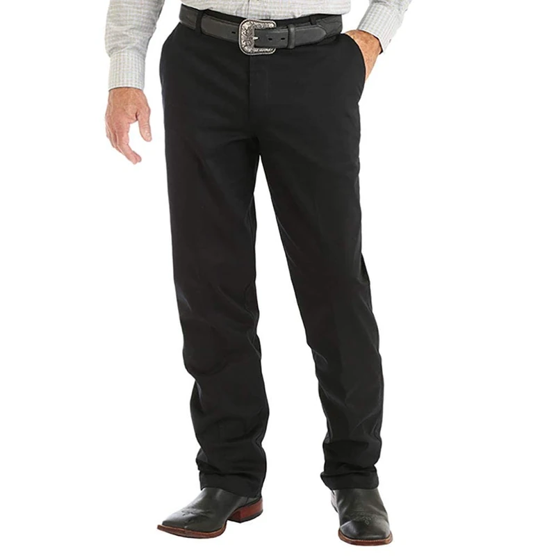 Wrangler Men's Flat Front Relaxed Fit Casual Pant, Black, 44W x 30L