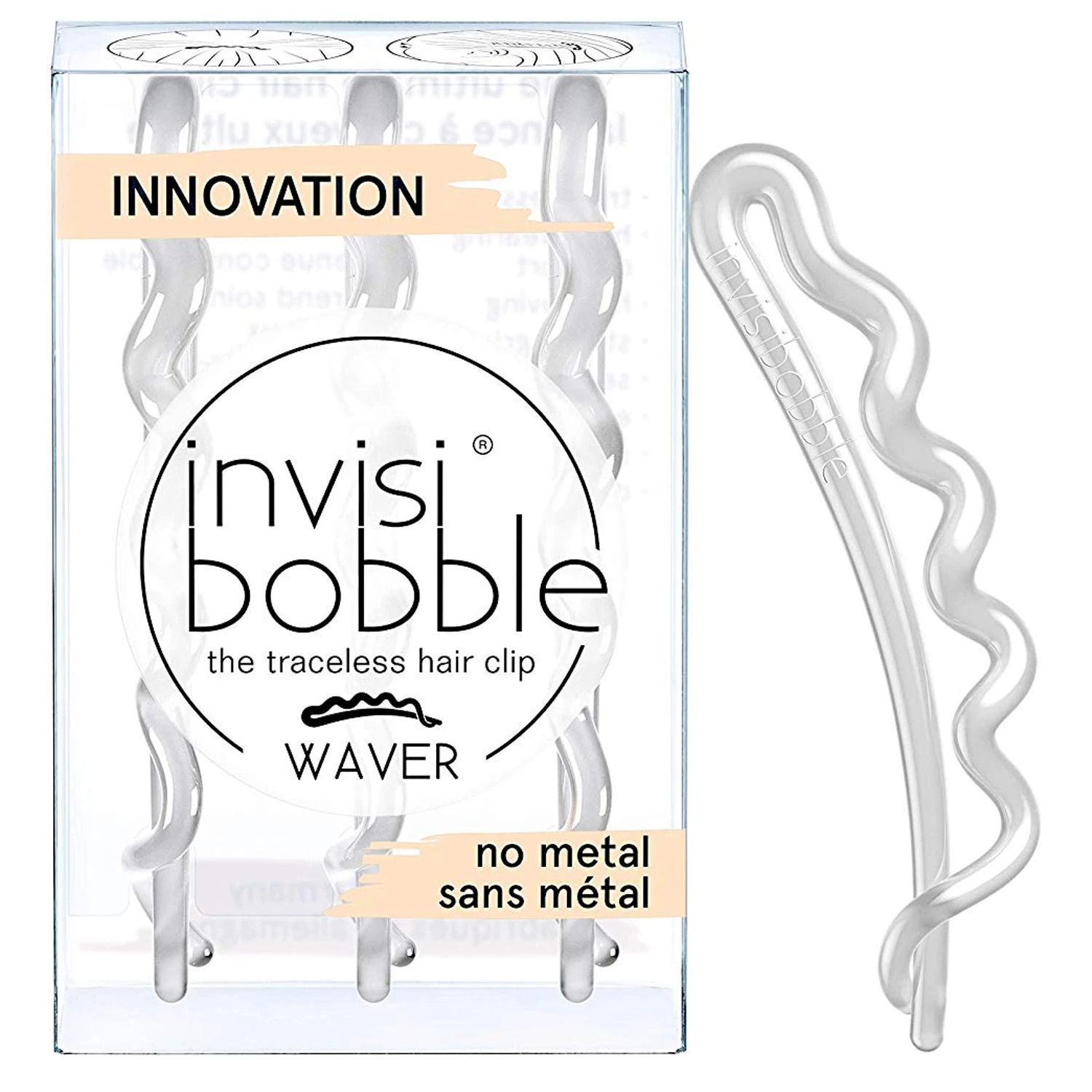 Invisibobble Waver Traceless Strong Hold Hair Clip, Crystal Clear, White, 0.05 kg