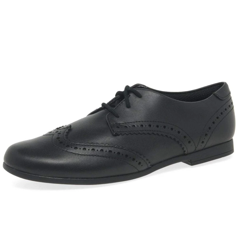 Clarks Scala Lace Y Childrens Black Leather, 4