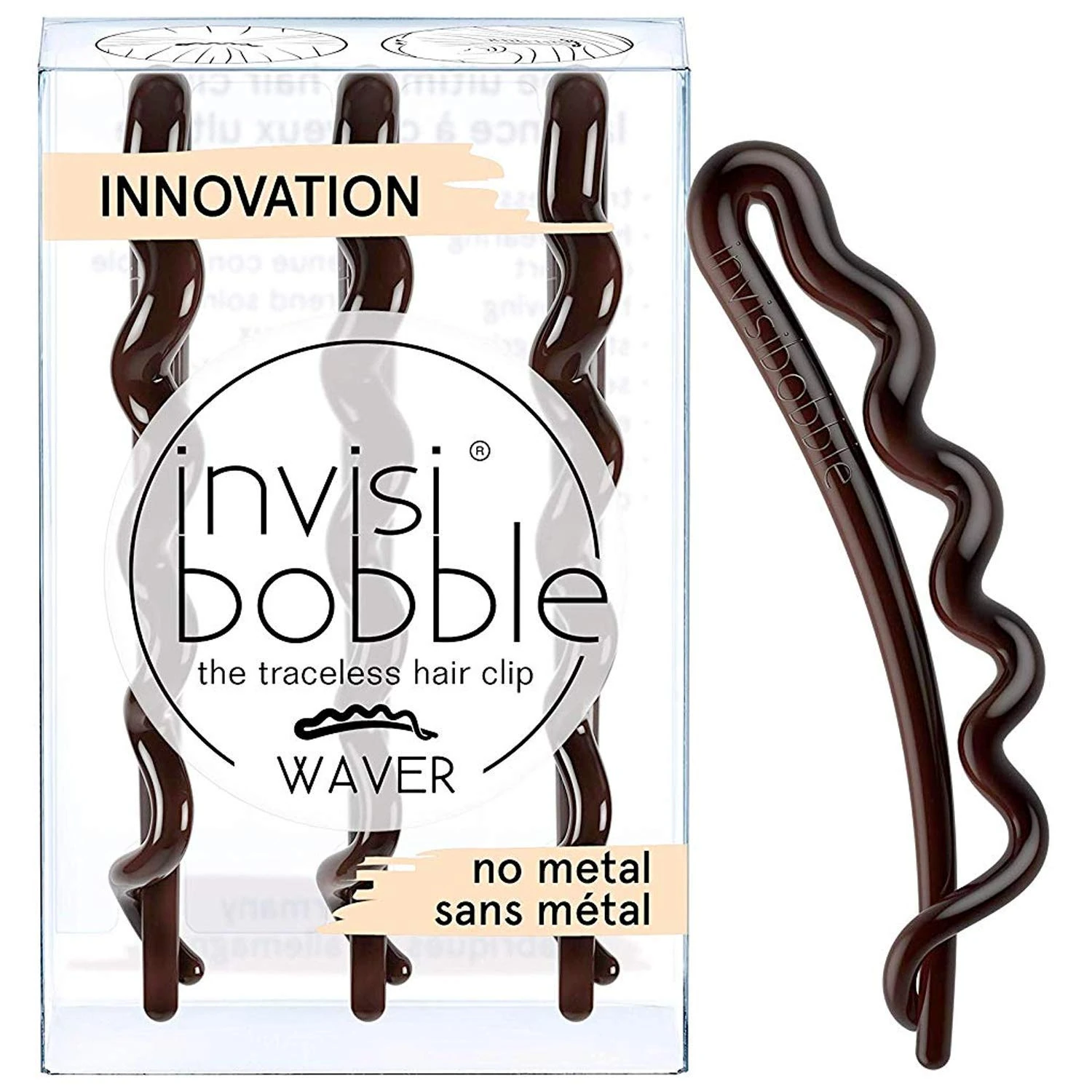 Invisibobble Waver Traceless Strong Hold Hair Clip, Pretty Dark, 0.05 kg
