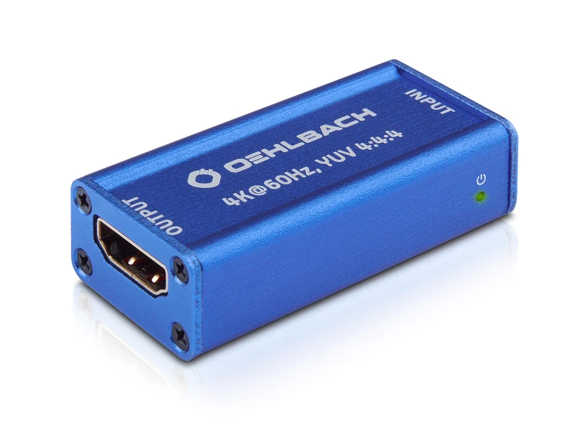 Oehlbach UltraHD Repeater (HDMI Signal Amplifier for UltraHD Signals, HDR, Dolby Vision, 4K with 60Hz, HDCP 2.2) - Cobalt Blue - Image 1