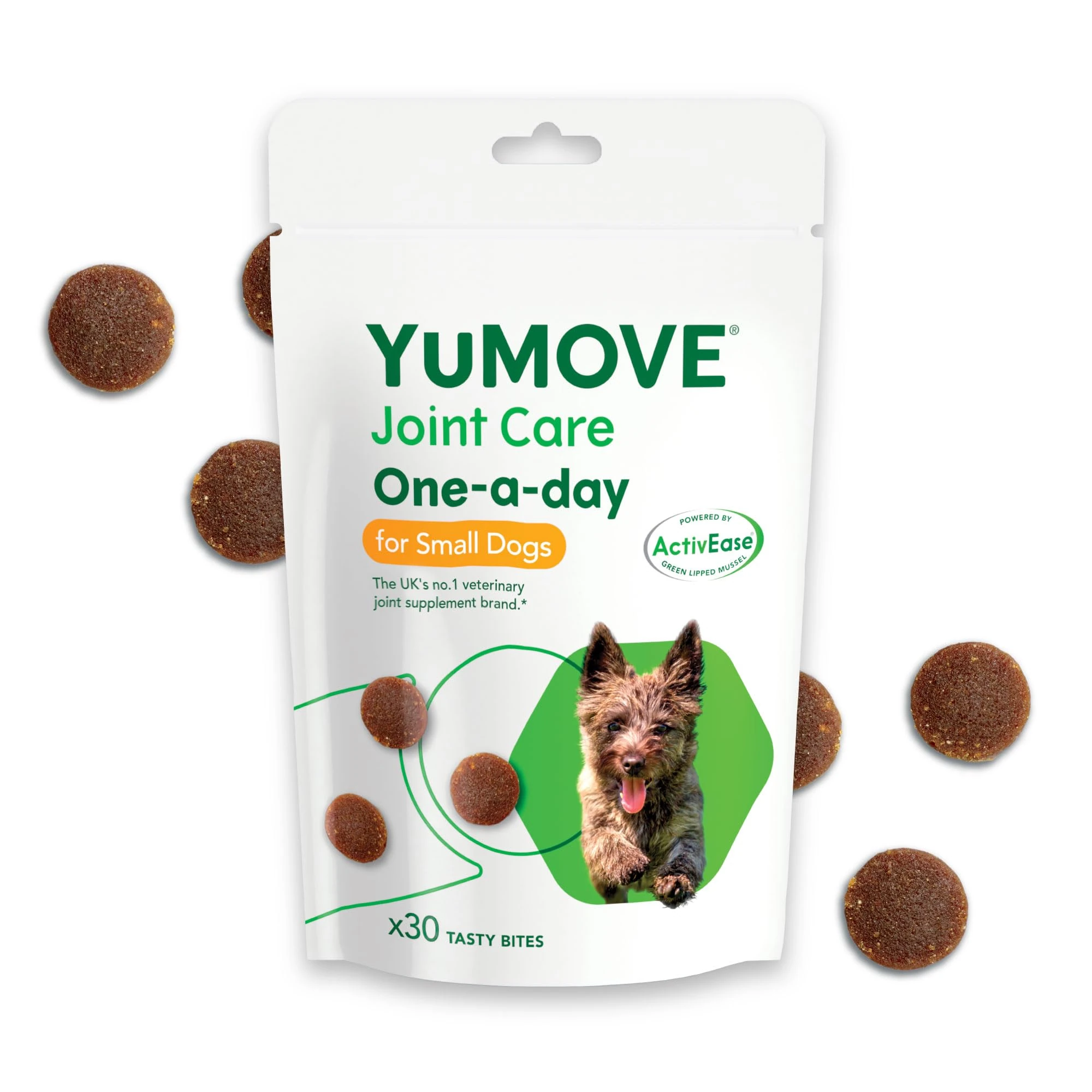 YuMOVE Joint Supplement for Dogs, ONE-A-DAY for Joint Care, Essential Dog Hip and Joint Aid for Stiff Small Dogs with Glucosamine, Chondroitin, Green Lipped Mussel, 30 Chews - 1 Month supply