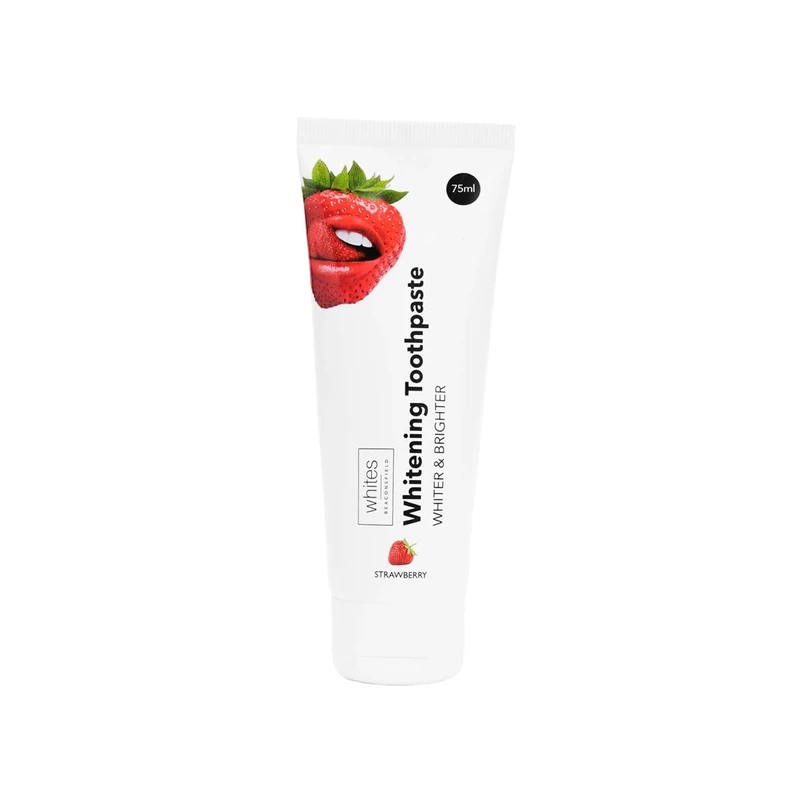 Whites Beaconsfield Strawberry Whitening Toothpaste – Advanced Stain Removal & Enamel Protection, Restores Shine & Improves Colour, Remineralises Sensitive Teeth, Dentist‑Developed, Vegan