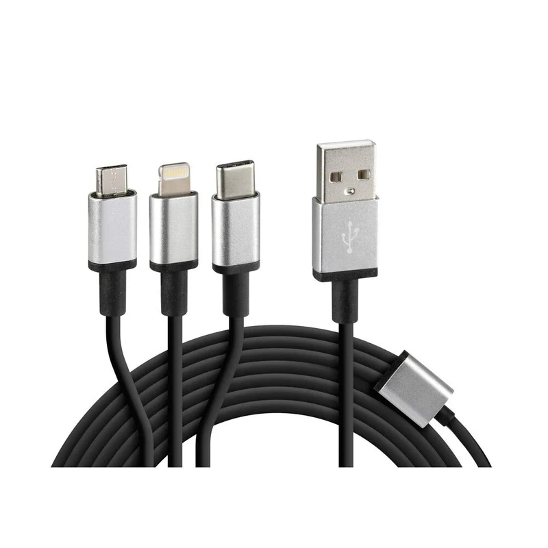 Lampa 38847 Cerbero Charging Cable with 3 Connectors - 100 cm - Black - Image 1