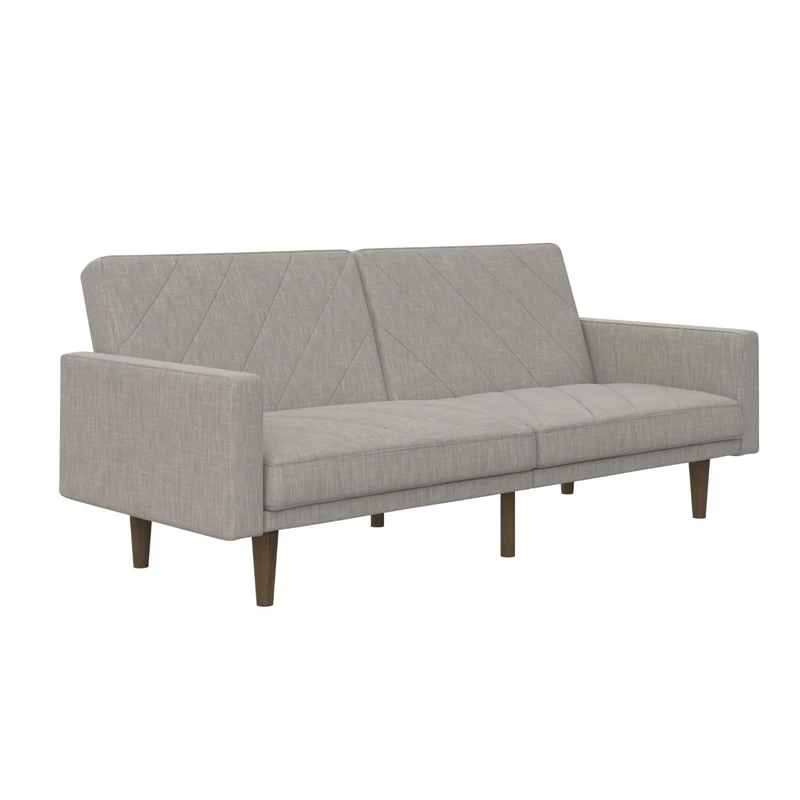 DHP Furniture Paxson Clic Clac Sofabed, Linen Light Grey, (H) 82 x (W) 200 x (D) 86 cm