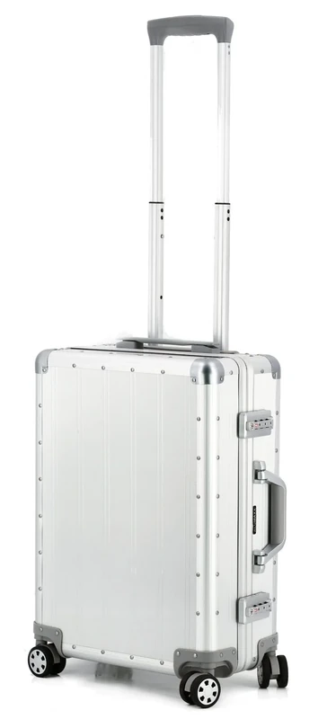 Alumaxx Orbit Travel Trolley Case with 4 Double 360° Smooth Wheels, 54cm, Silver Aluminium Suitcase