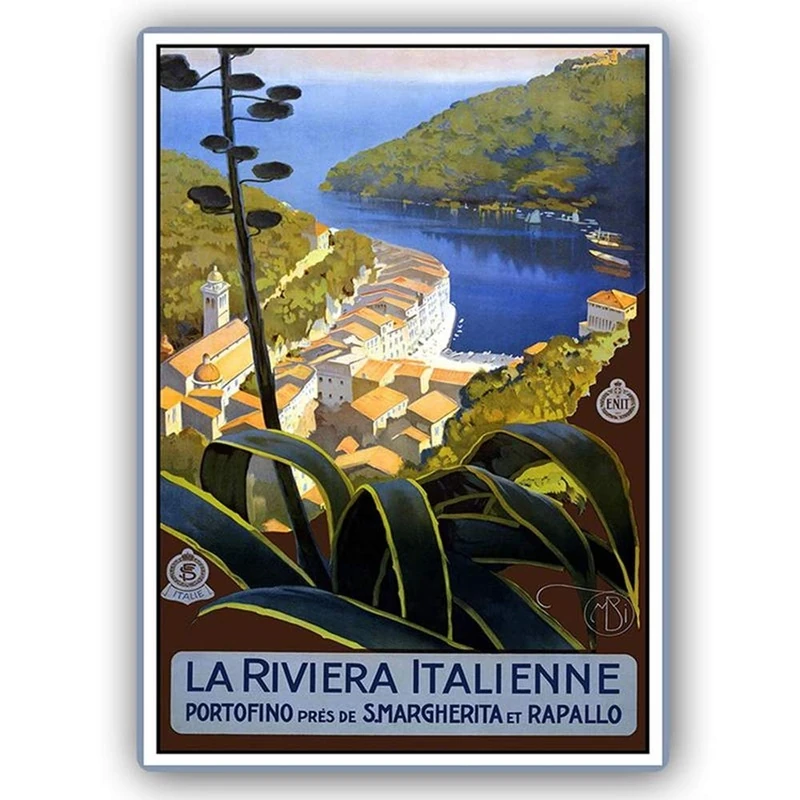 LegendArte Advertising Poster-La Riviera Italienne-High Definition Printing on Stainless Steel Plate-cm. 30x40, Multicolor - Image 1