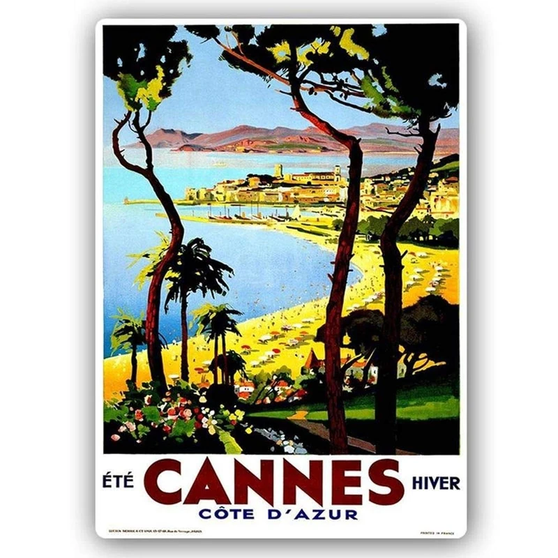 LegendArte Advertising Poster-Cannes-Côte d'Azur-High Definition Printing on Stainless Steel Plate-cm. 30x40, Metal, Multicolor - Image 1