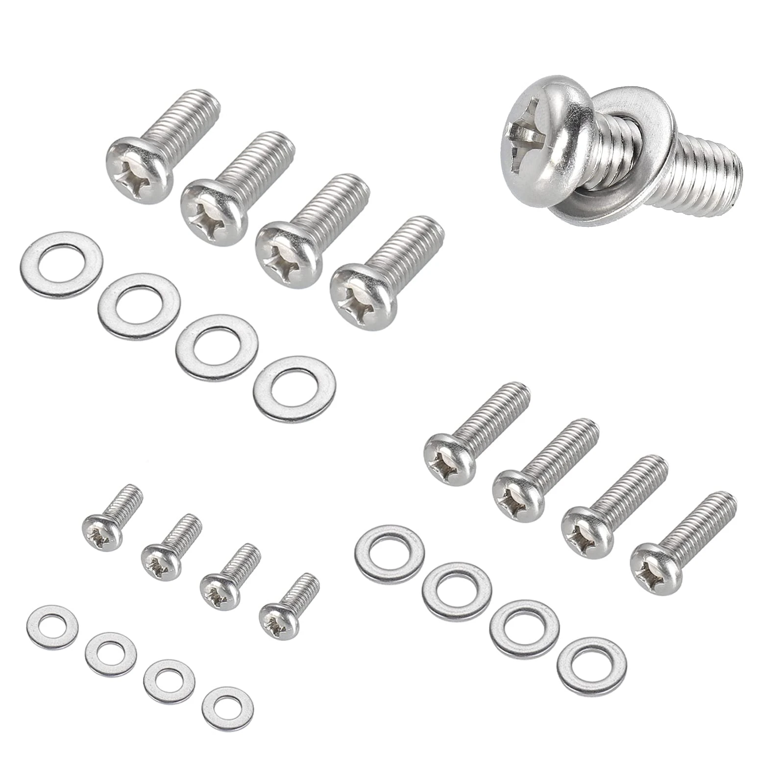 FandWay 24 Pack Universal TV Mounting Hardware Kit,M4 M6 M8 TV Bracket Screws,304 Stainless Steel Vesa Screws,PC Bracket Bolts Fixing Set,Monitor Wall Mount Screw with Washers For Samsung LG.