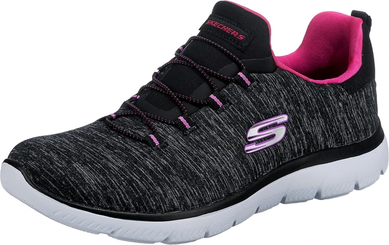 Skechers Women's Summits Quick Getaway Trainers,Black Mesh/ Pink & Purple Trim,8 UK
