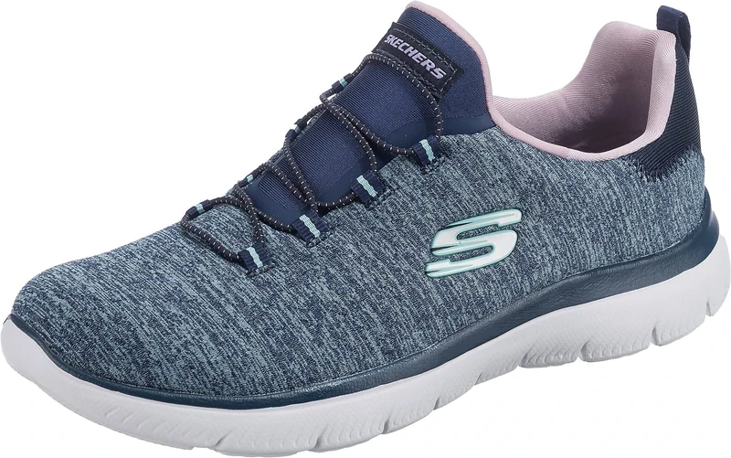Skechers Women's Summits Quick Getaway Trainers,Navy Mesh/ Purple & Lt Blue Trim ,7 UK