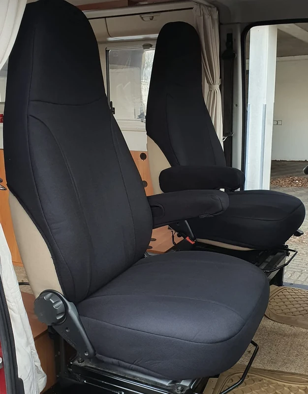 BREMER SITZBEZÜGE Seat Covers Compatible with Motorhome Driver & Passenger, Plain Black 814