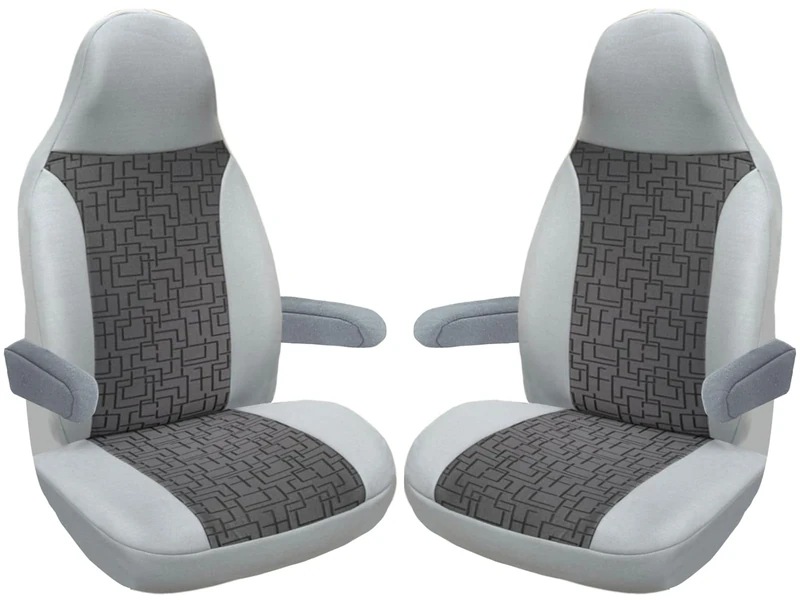 BREMER SITZBEZÜGE Measure Pilot Seat Covers Compatible with Motorhome Camper Ducato Driver & Passenger 823 Slipcover Set in Grey