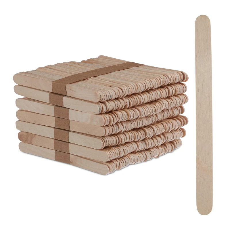 Relaxdays 500-Piece Wooden Popsicle Sticks - Natural Wood