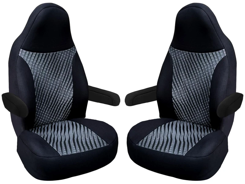 BREMER SITZBEZÜGE Dimensions of seat covers compatible with motorhome driver and passenger, colour number: 819 (black/grey)