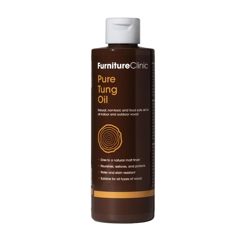 Pure Tung Oil by Furniture Clinic - 500ml - Nourishes, Protects, and Enhances The Beauty of All Items of Wood -100% Natural, Food Safe Oil, for Indoor and Outdoor Wood