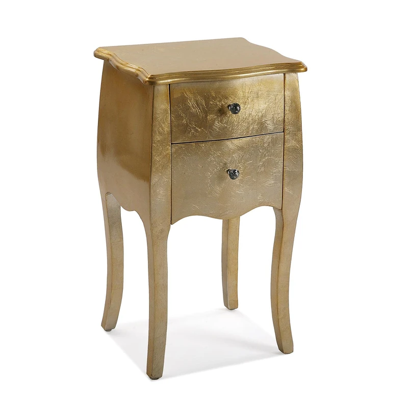 Versa Cagliari Bedside table Small or auxiliary table for the Bedroom or Living room, Measurements (H x L x W) 71 x 35 x 40 cm, Wood, Colour Gold