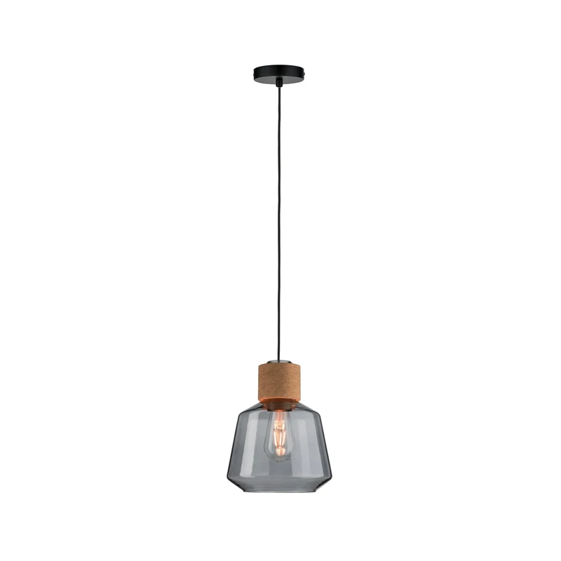 Paulmann 79739 Neordic Elia Pendant luminaire max. 1x20W Pendant lamp for E27 Lamps Ceiling lamp Smoke Glass/Cork/Black 230V Without lamp