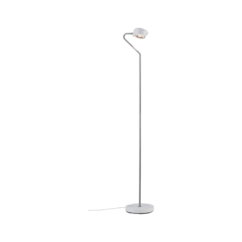 Paulmann Ramos 70920 LED Floor Lamp Including 1 x 7.5 / 1 x 3.5 Watt Dimmable Floor Lamp White Matt Chrome Floor Lamp 2700 K