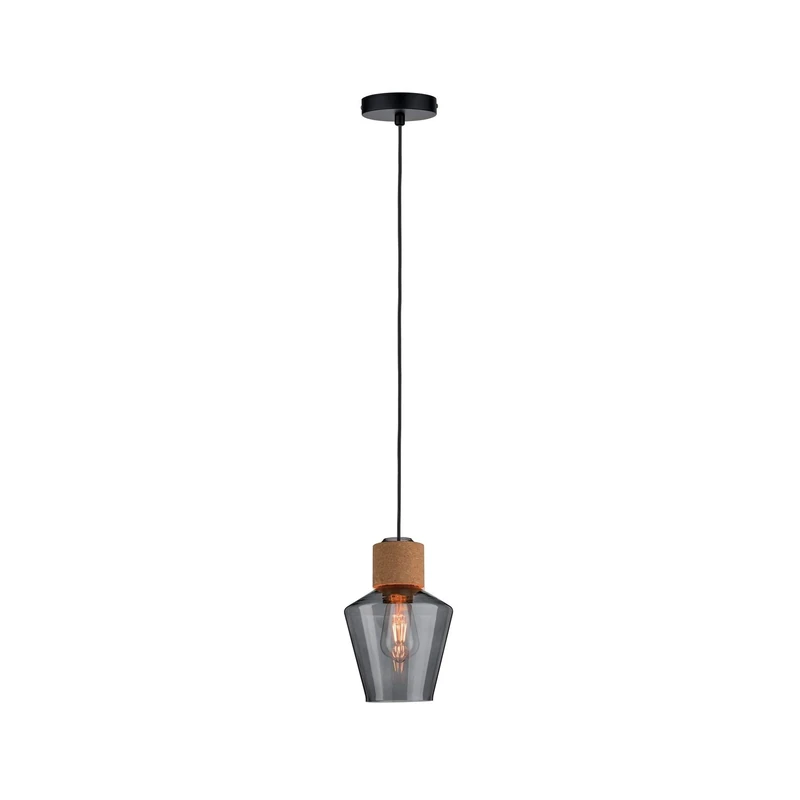 Paulmann 79740 Neordic Edla Pendant luminaire max. 1x20W Pendant lamp for E27 Lamps Ceiling lamp Smoke Glass/Cork/Black 230V Without lamp