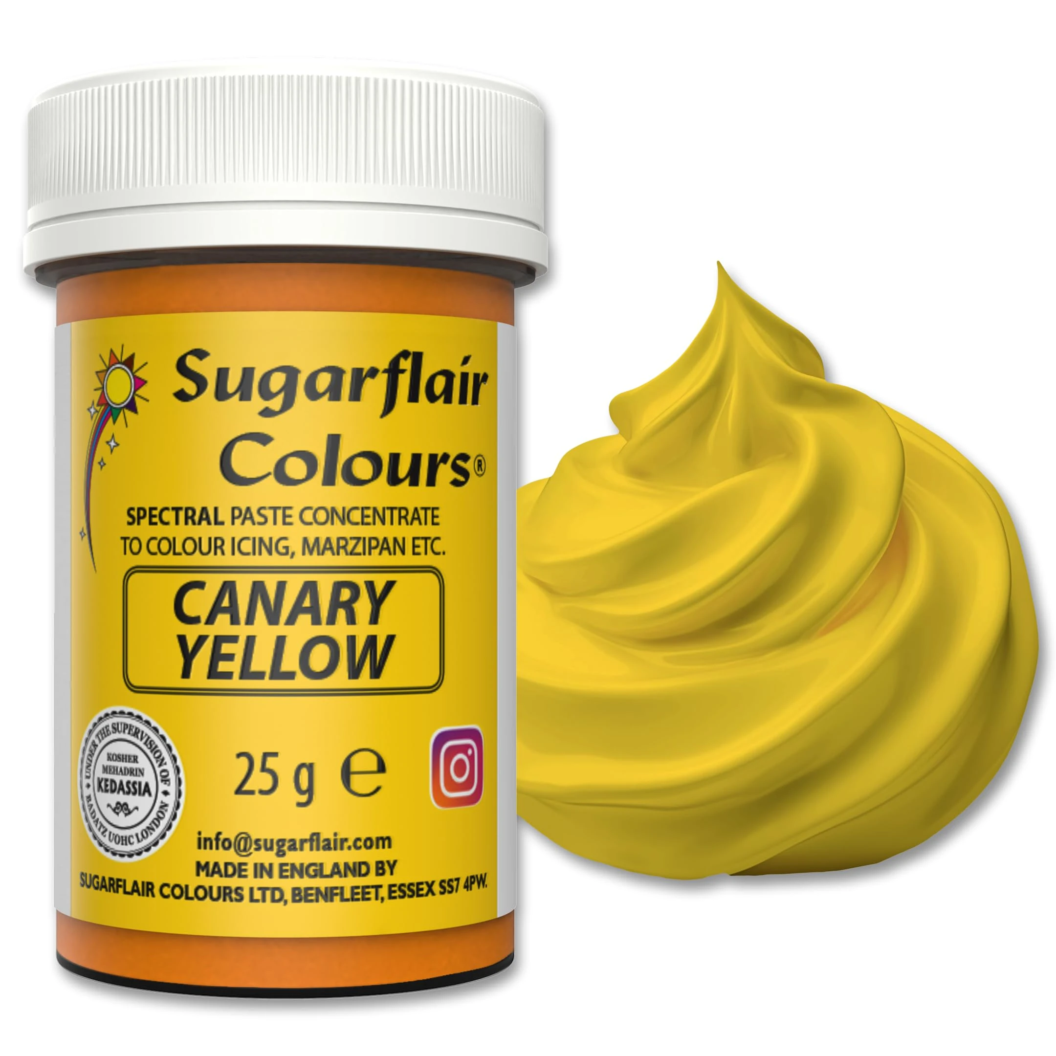 Sugarflair Food Colouring Paste Canary Yellow, Concentrated Spectral Food Colouring for Buttercream, Sugar Paste, Royal Icing, Cake Mixes, Macarons and More! - 25g