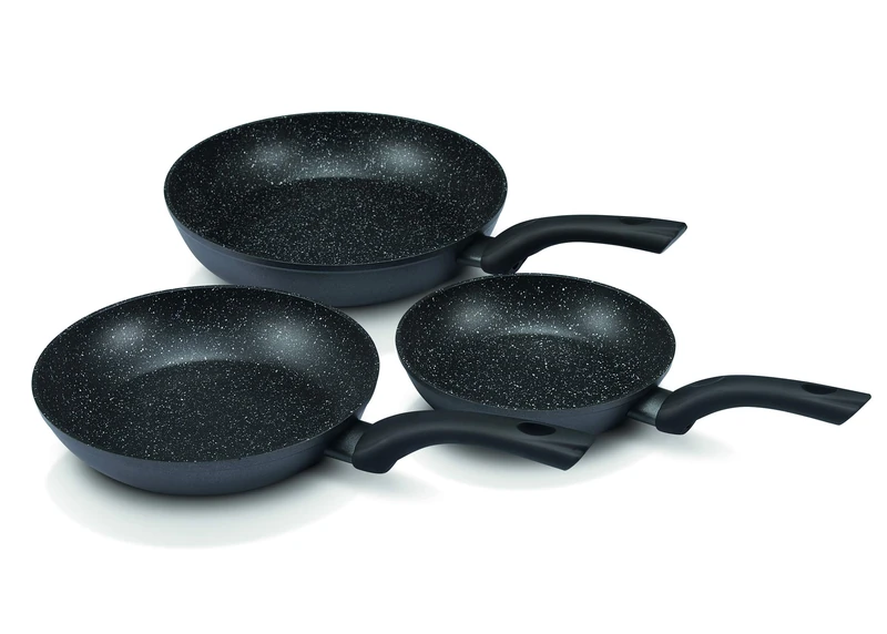 KITCHEN FUN Rock Aluminium 3pc Frying Pan Set (20-24-28cm) - Image 1