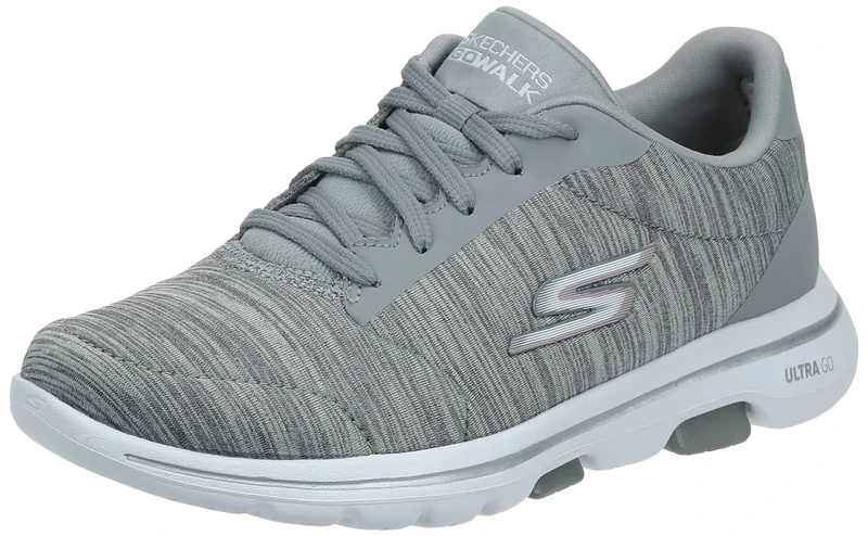 Skechers Women's Go Walk 5 - True Sneaker, Grey Gray Textile Trim Gry, 4 UK Wide