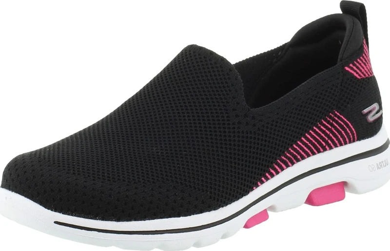 Skechers Women's Go Walk 5 Prized Trainers, Black Black Textile Trim Bkpk, 4 UK