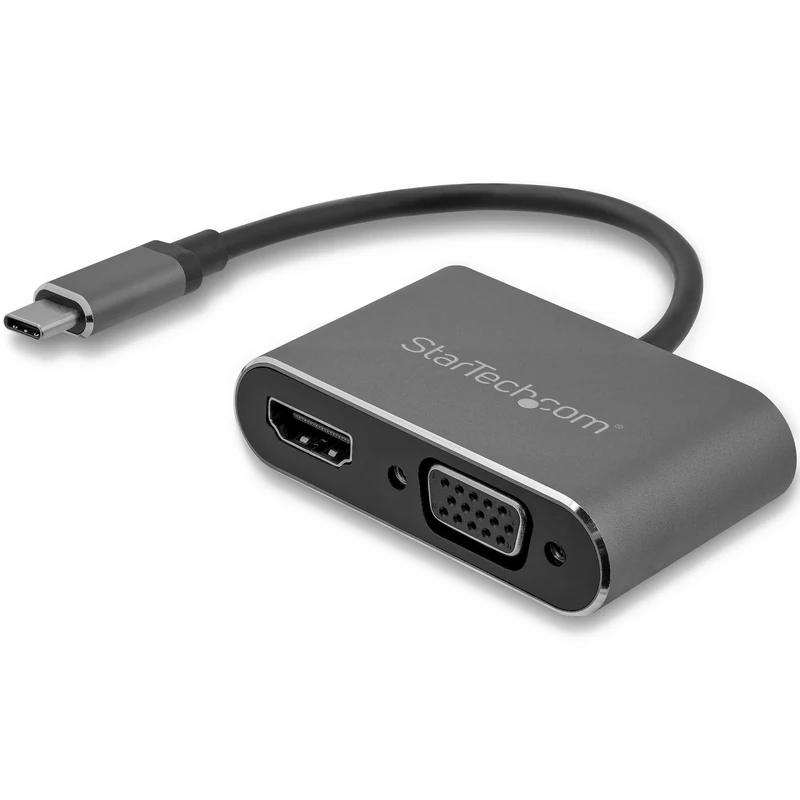 StarTech USB-C to HDMI/VGA Adapter, 4K 30Hz, 1080p, Space Grey (CDP2HDVGA)