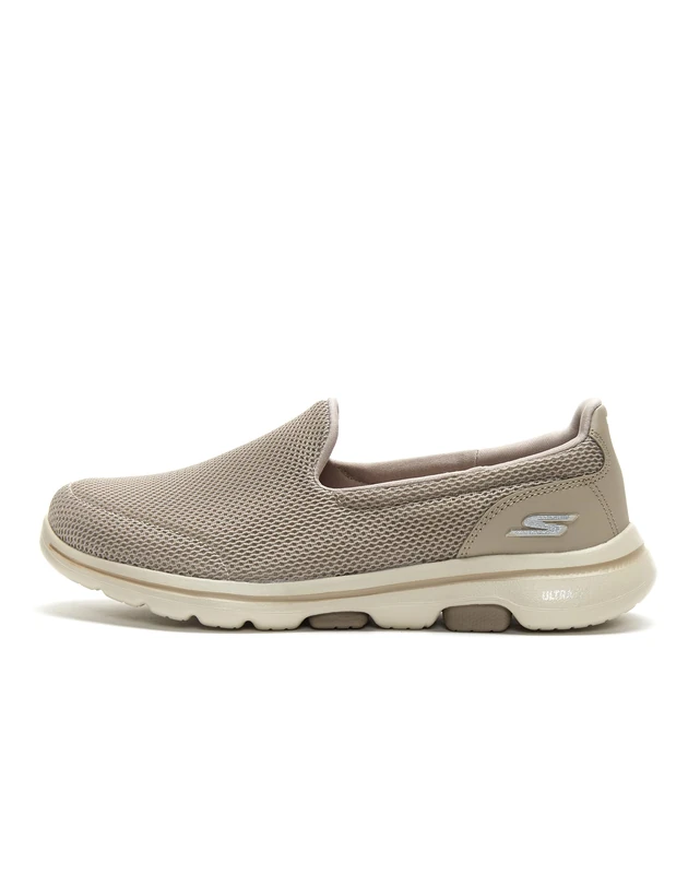 Skechers Women's GO Walk 5 Slip On Trainers, Taupe Textile Trim, 4 UK