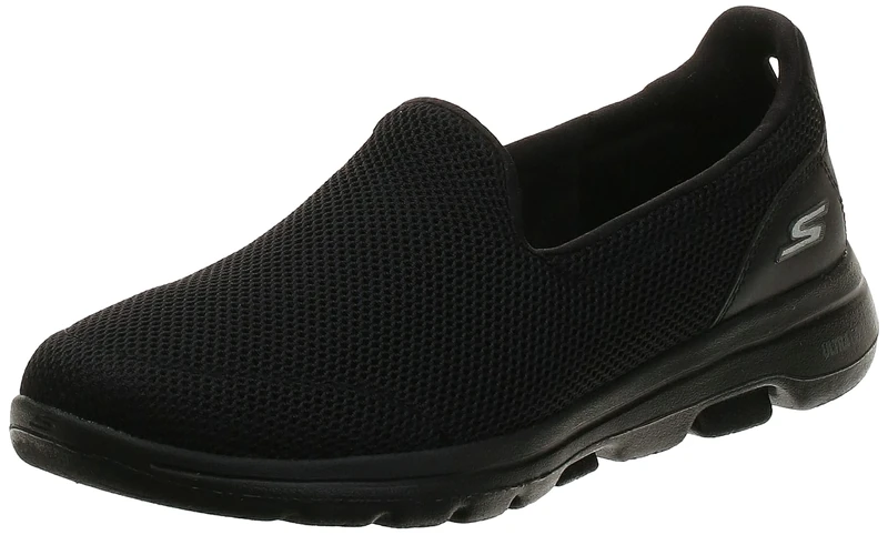 Skechers Women's GO Walk 5 Slip On Trainers, Black Textile Trim, 9 UK Wide