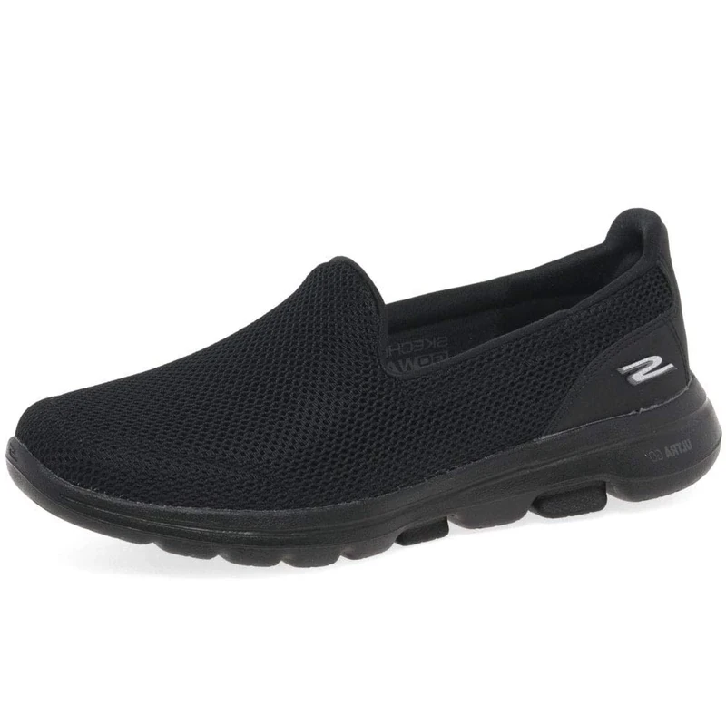 Skechers Women's GO Walk 5 Slip On Trainers, Black Textile Trim, 6 UK