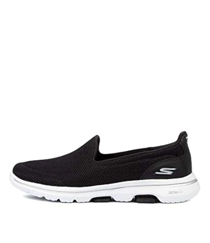 Skechers Women's GO Walk 5 Slip On Trainers, Black White, 6 UK Wide
