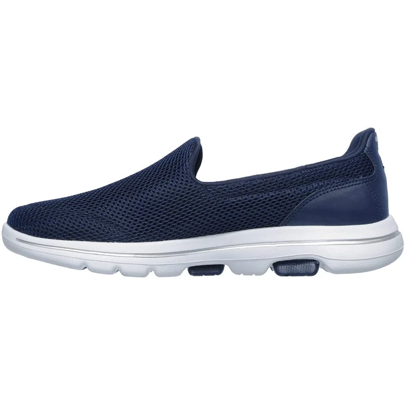 Skechers Women's GO Walk 5 Slip On Trainers, Navy Textile White, 4.5 UK