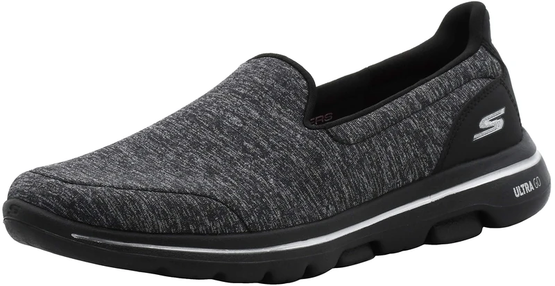 Skechers Women's GO Walk 5 Slip On Trainers, Black Textile Trim, 3.5 UK Wide