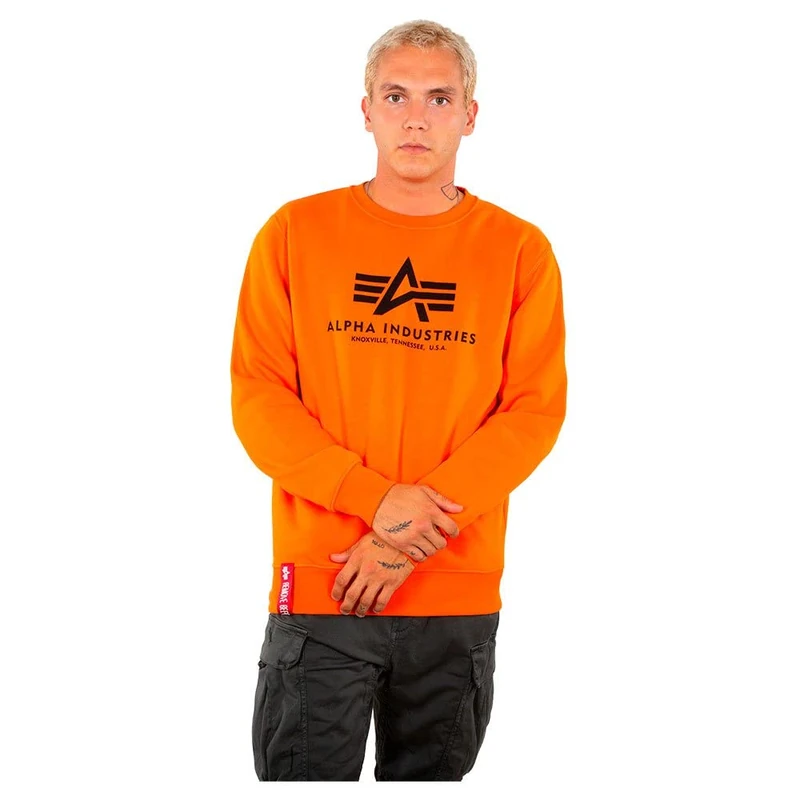 ALPHA INDUSTRIES Men's Basic Sweater Sports Hoodie, flame orange, XS