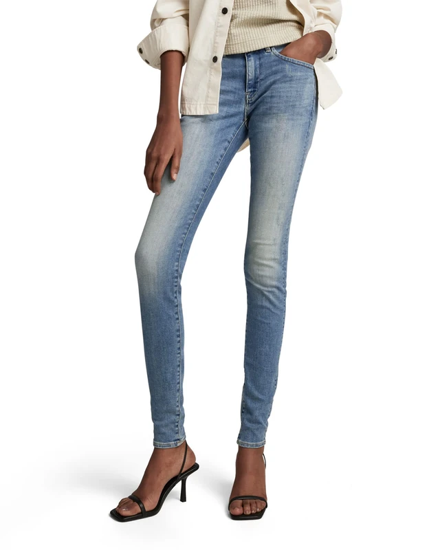 G-Star Women's Midge Zip Mid-Waist Skinny Jeans, Blue (lt vintage aged destroy D05281-8968-9114), 26W / 34L