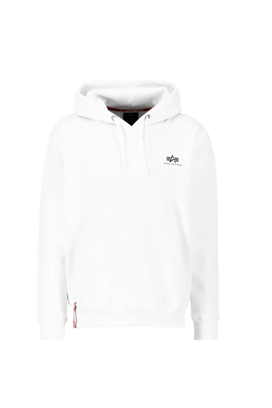 Alpha Industries Men's Basic Hoody Small Logo, White, L