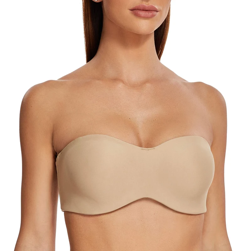 MELENECA Women's Strapless Minimizer Multiway for Large Bust Unlined Seemless Underwire Bandeau Bra Beige 34B