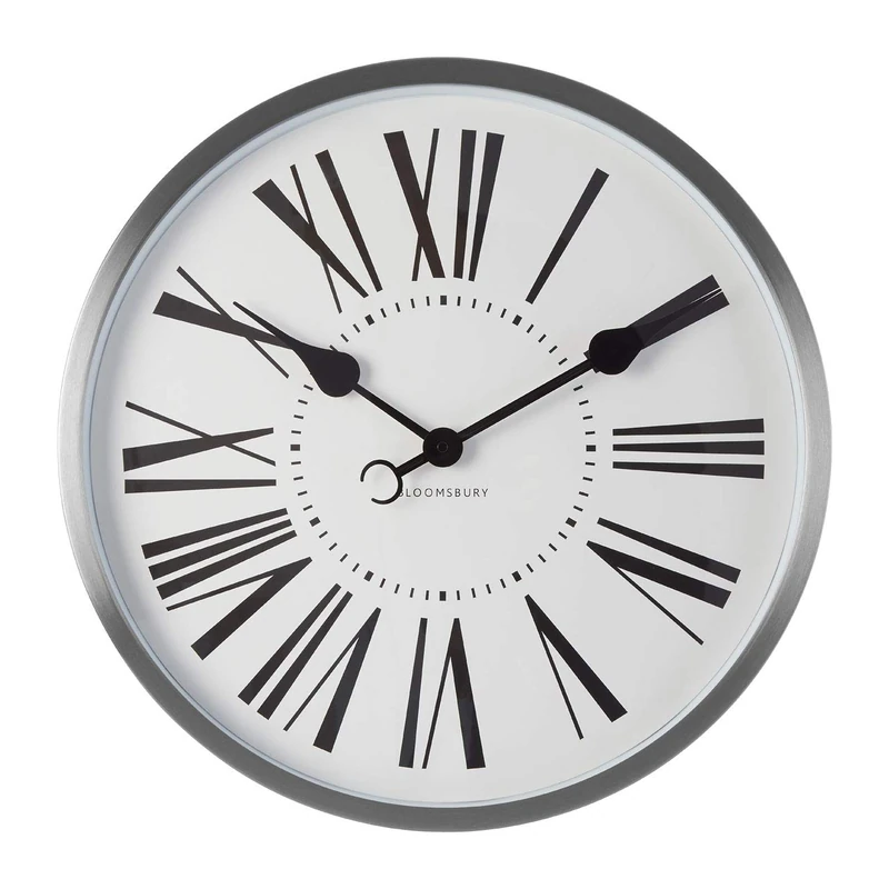 Premier Baillie Wall Clock, Chrome/White Face