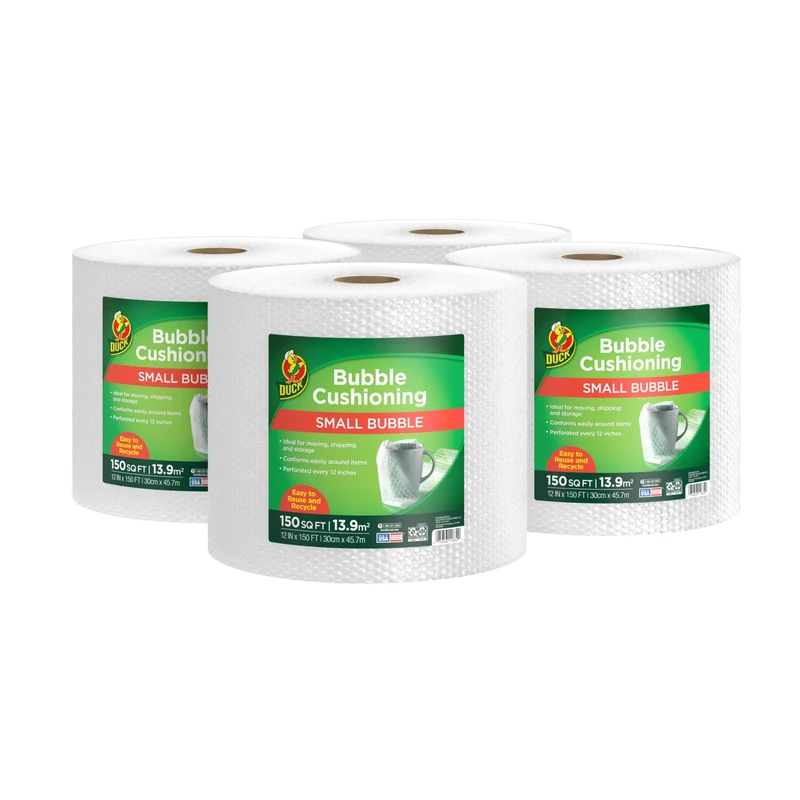 Duck Brand Bubble Wrap Roll, 12" x 600', Original Bubble Cushioning for Packing, Shipping, Mailing and Moving, Perforated Every 12" (286837)