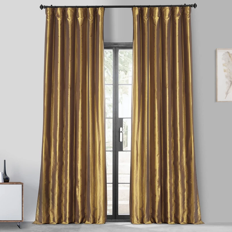 HPD Half Price Drapes Blackout Curtains for Bedroom & Living Room - Faux Silk Taffeta Blackout Curtain 50 X 96 (1 Panel), PTCH-BO404-96, Golden Spice